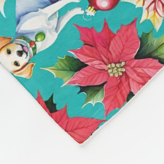 Kersthonden en Holly Holiday Festival Fleece Deken (Hoek)