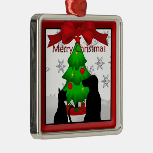 kersthonden en kattenbonenkornament metalen ornament (Rechts)