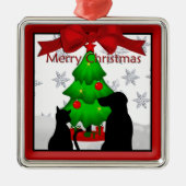 kersthonden en kattenbonenkornament metalen ornament (Voorkant)
