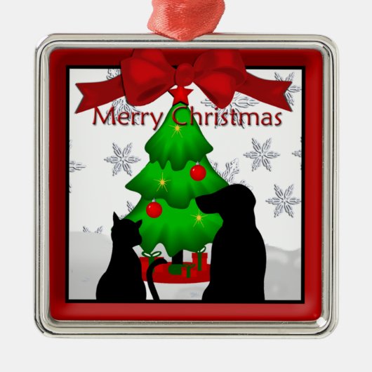 kersthonden en kattenbonenkornament metalen ornament (Voorkant)