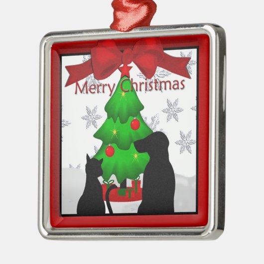 kersthonden en kattenbonenkornament metalen ornament (Links)