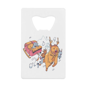 Kersthonden en kattengeleiders creditkaart flessenopener