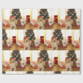 Kersthonden en kattenpapier cadeaupapier (Vlak)