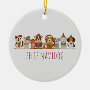 Kersthonden Feliz Navidog Keramisch Ornament