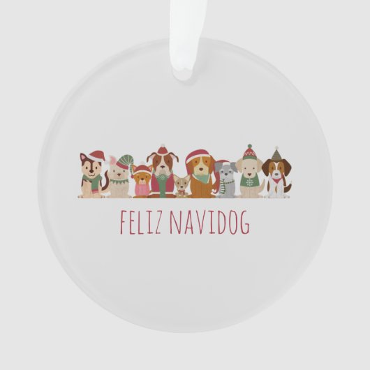 Kersthonden Feliz Navidog Ornament (voorkant)