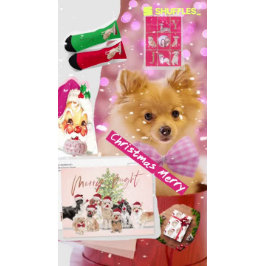 Kersthonden Foto Merry Bright Card Kaart