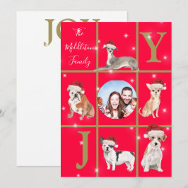 Kersthonden Foto van Fun Red Holiday Card Feestdagenkaart