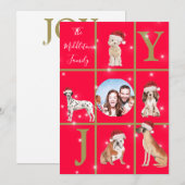 Kersthonden Fun Foto Red Holiday Card Feestdagenkaart (Voorkant / Achterkant)