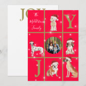 Kersthonden Fun Foto Red Holiday Card Feestdagenkaart (Voorkant / Achterkant)