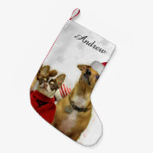 Kersthonden gepersonaliseerde voorraad kleine kerstsok (Voorkant (Hangend))