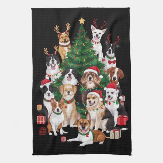Kersthonden Hondenliefhebber Vakantie Hond Mam Theedoek (Verticaal)