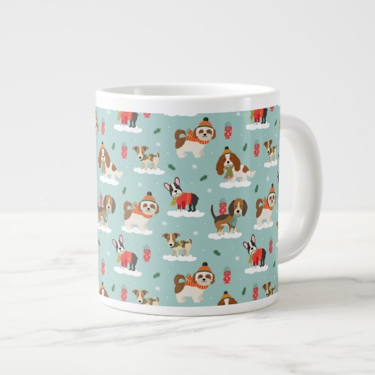 Kersthonden in Cosy Scarves Patroon Grote Koffiekop (Voorkant rechts)