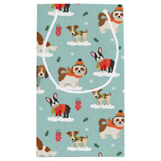 Kersthonden in Cosy Scarves Patroon Klein Cadeauzakje (Achterkant)