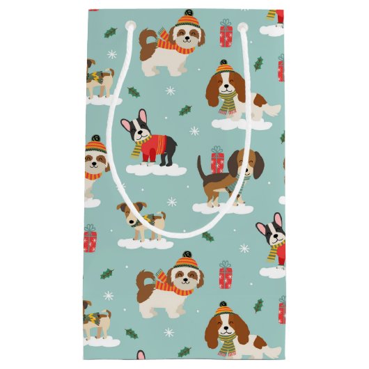 Kersthonden in Cosy Scarves Patroon Klein Cadeauzakje (Voorkant)