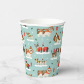 Kersthonden in Cosy Scarves Patroon Papieren Bekers (Rechts)