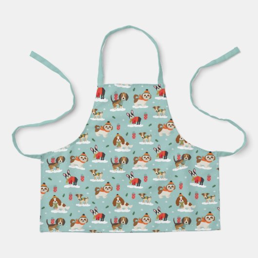 Kersthonden in Cosy Scarves Patroon Schort (Voorkant)