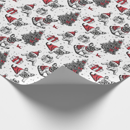 Kersthonden in de stijl van een kunstboek cadeaupapier (Hoek)