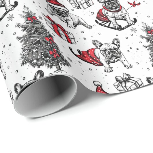 Kersthonden in de stijl van een kunstboek cadeaupapier (Rol Hoek)