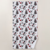 Kersthonden in de stijl van een kunstboek strandlaken (Voorkant)