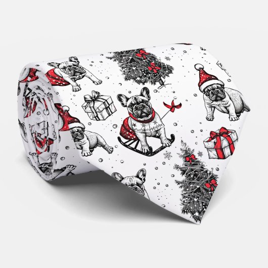 Kersthonden in de stijl van een kunstboek stropdas (Opgerold)