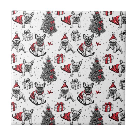 Kersthonden in de stijl van een kunstboek tegeltje (Voorkant)