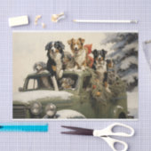 Kersthonden in een ouderwetse auto tissuepapier (Craft)