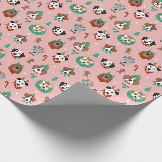 Kersthonden in Vakantie Accessoires Patroon Cadeaupapier (Hoek)