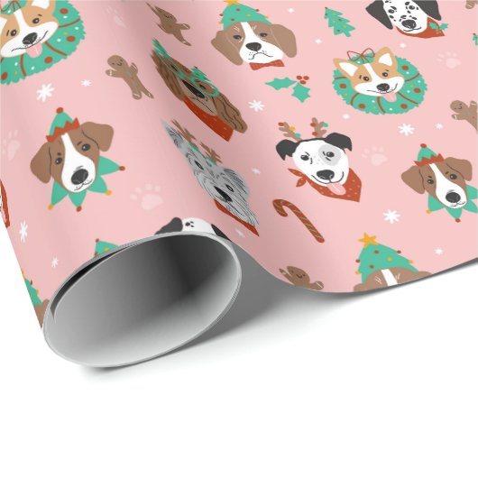 Kersthonden in Vakantie Accessoires Patroon Cadeaupapier (Rol Hoek)
