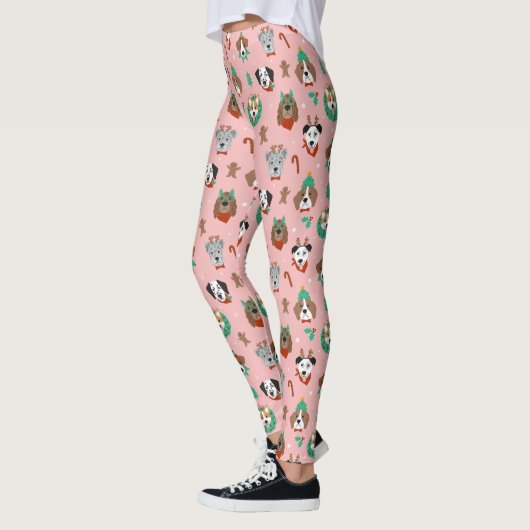 Kersthonden in Vakantie Accessoires Patroon Leggings (Links)
