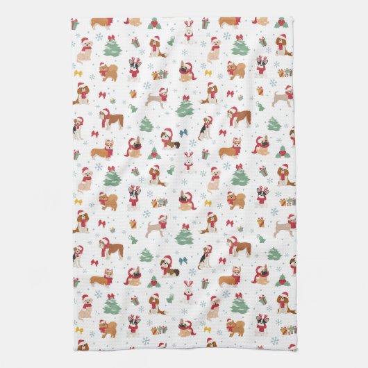 Kersthonden in vakantie Accessoires Theedoek (Verticaal)
