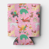 Kersthonden in vakantie outfits patroon blikjeskoeler (Voorkant)