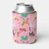 Kersthonden in vakantie outfits patroon blikjeskoeler (Blikje Achterkant)