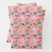 Kersthonden in vakantie outfits patroon inpakpapier vel (In situ)