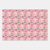 Kersthonden in vakantie outfits patroon inpakpapier vel (Voorkant)