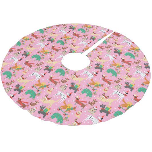 Kersthonden in vakantie outfits patroon kerstboom rok (Gekanteld)