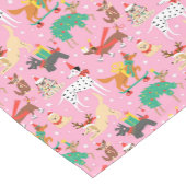 Kersthonden in vakantie outfits patroon korte tafelloper (Hoek)