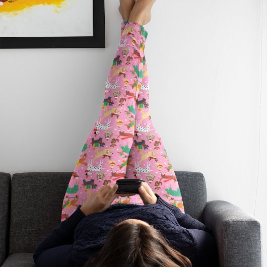 Kersthonden in vakantie outfits patroon leggings