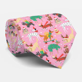 Kersthonden in vakantie outfits patroon stropdas (Opgerold)