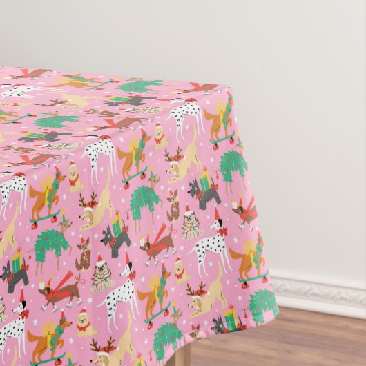 Kersthonden in vakantie outfits patroon tafelkleed (Voorbeeld)