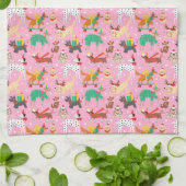 Kersthonden in vakantie outfits patroon theedoek (Gevouwen)