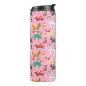Kersthonden in vakantie outfits patroon thermosbeker (Gedraaid links)