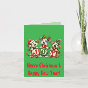 Kersthonden JOY Persoonlijke Kerstkaart Notitiekaartje
