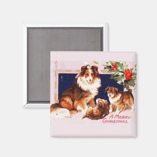 Kersthonden  Magnet (Voorkant / Achterkant)