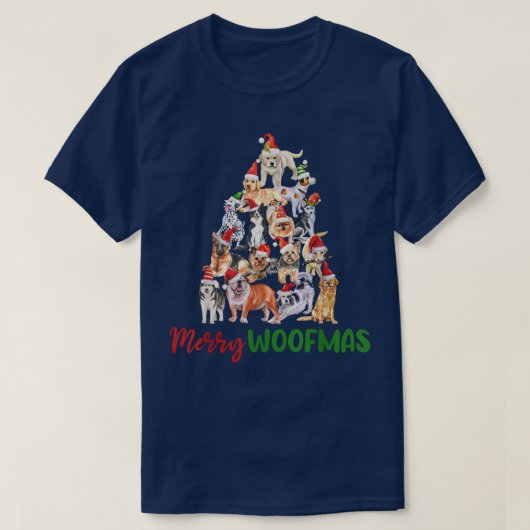 Kersthonden - Merry Woofmas Cute Funny Xmas T-shirt (Design voorkant)