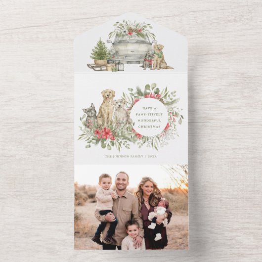 Kersthonden met auto | Kaart met Kerstmis (Binnen)