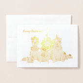 Kersthonden met gouden briefkaart (Voorkant met envelop)
