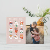 Kersthonden met Kerstmis Feestdagenkaart (Staand voorkant)