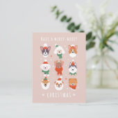 Kersthonden met Kerstmis Feestdagenkaart (Staand voorkant)