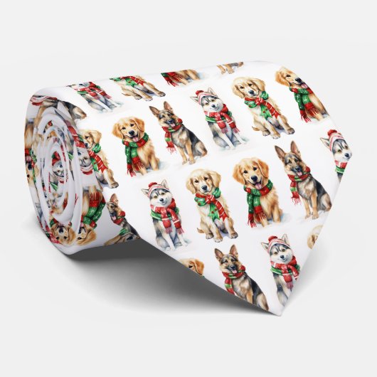 Kersthonden met wintersjaals stropdas (Opgerold)