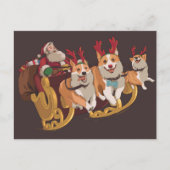 Kersthonden op een slee met de kerstman feestdagenkaart (Voorkant)